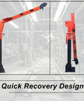 1100Lb Folding Truck Bed Jib Crane With 3500Lb 12V Electric Winch, painted steel orange, shown in folded and extended position