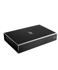 Slick Plug And Play Dual Bay 2.5 Inch SATA SSD HDD RAID Enclosure With Rock Solid USB 3.0 External Storage Housing For Blazing Data Transfers And Simple Raid Zero One Setup In Black, showing sleek black design.