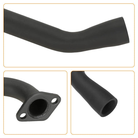 Power Boost Exhaust Pipe Muffler Silencer Kit For Predator 212cc And 196cc Go Karts, black finish, showing pipe angles and connector details