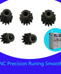 Steel 32P Pinion Gear Set 3.175mm Shaft One Eighth Inch 10T 11T 12T 13T 14T For Redcat Blackout Xte Pro Xbe Pro Sc Pro Volcano Epx Dukono RC Cars Upgrade Pack Beefed Up Performance displayed with CNC machine