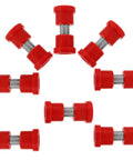 Eight Piece Golf Cart Bushing Kit For Leaf Springs Front And Rear Suspension Compatibility Red Rubber And Plastic Material