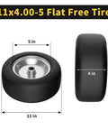 Flat Free 11x4-5 Lawn Mower Front Tires For Zero Turn Mowers, Solid Tire With Three Quarter, Five Eighths And One Half Bearings