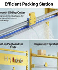 Heavy Duty Packing Station With Upgraded Cutter And Steel Bubble Roll Dispenser Stand Mobile Shipping Prep Cart Built Tough For The Daily Grind And Ecommerce Shipments, featuring smooth sliding cutter and organized pegboard for tools.