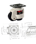 Heavy Duty 500kg Single Wheel Leveling Casters Beefy Four Pack for Workbenches and Industrial Equipment Easily Move and Level Heavy Gear With Adjustable Height Transport Wheels, single caster with black wheel and metal mounting plate