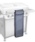 Waterproof Grill Tool Storage Bag With Foldable Design hanging on grill, showing compact and durable outdoor utensil organizer features.
