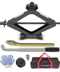 Tesla 2.5 Ton Scissor Jack Kit For Model Y Model 3 S X with jack pads, tools, and bag for tire changing.
