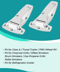 Two Pack Heavy Duty Chrome Zinc Alloy R V Door Hinges For Travel Trailers And Fifth Wheel Campers Plus Walk In Refrigeration Cooler Mounts And Bbq Grill Smocer Hardware Kit Wit Complete Bolt Set Inclued, chrome hinges for grills and trailers