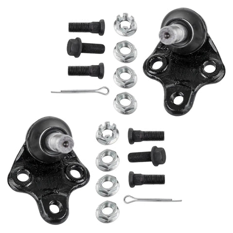 Front End 14 Piece Suspension Kit For 2001 2005 Toyota Rav4 With 2 Lower Ball Joints, nuts, bolts, and pins displayed