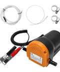 Rugged 12 Volt 60 Watt Electric Oil Extractor Pump with flexible suction hose, clamps, and cables for effortless engine fluid swaps.