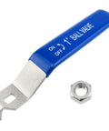 Stainless Steel Ball Valve Handle DN25 Outdoor Faucet Replacement Accessory 10x6mm Shaft with blue grip and hex nut