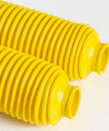 Hella Heavy Duty Yellow Fork Bellows Rubber Suspension Boot Built Tough To Shield Your Rig From Dust And Gunk in close-up view.