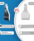 Comparison of old aluminum alloy nozzle and new stainless steel flat nozzle with 1/4-BSPT male thread air knife style.