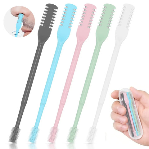 Five Color 360 Degree Rotating Nose Hair Trimmer Set With Double Sided Blades, soft brush, compact case, hand holding set