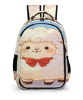 Star Spangled Lamb Print Unisex Backpack With Large Capacity Roomy Daypack front view, durable polyester with lamb design