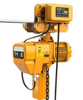 Heavy Duty Electric Chain Hoist And Engine Crane Lift With Handheld Remote Control Panel All Steel Rig Designed For Real Garage Grind No Sweat Moving Up To Five Ton Loads Smoothly with 1 ton capacity.