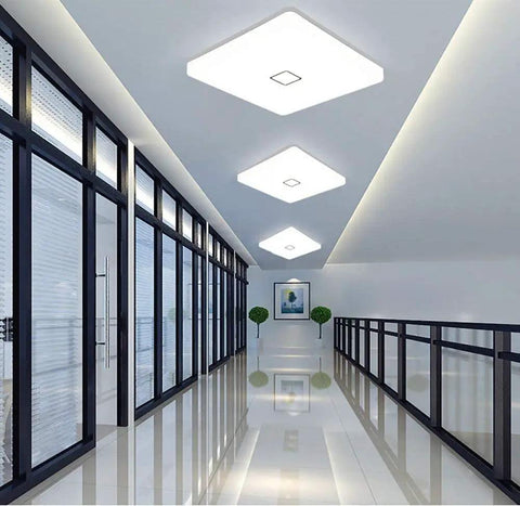 Daylight White 5000K 24W Square Flush Mount LED Ceiling Light 2050 Lumens No Flicker IP44 illuminating modern hallway
