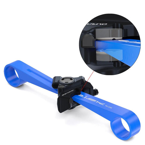 Bike Disc Brake Pad Spreader And Piston Press Tool For Shimano Calipers Road And MTB, close-up of blue plastic, universal fit.