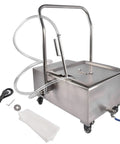 Heavy Duty Mobile Fryer Filter Machine 38L Commercial Oil Filtration System with stainless steel body and hose attachment.