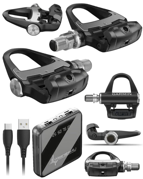 Rally RS100 Single Sensing Power Meter Pedals with cadence, Shimano compatible, easy installation, bundle includes Wearable4U PowerBank.