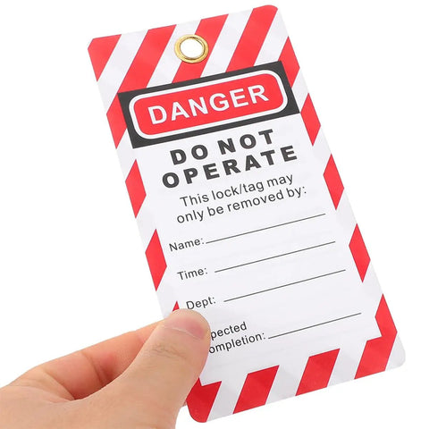 Industrial Safety Lockout Tags With Hanging Labels Kit for Equipment Repair showing 'Danger Do Not Operate' message