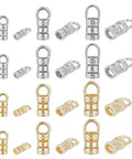 Must Have Cord End Caps Set For Jewelry Making 48 Pieces Brass End Caps With Loops in platinum and gold finish