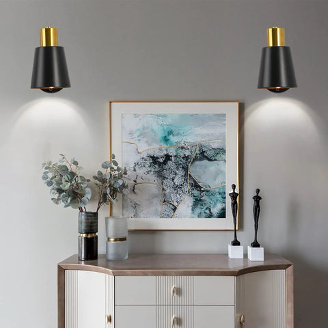 Industrial Style Black Wall Sconces Dope 2 Pack Swivel Arm Lamps With E26 Base above modern art and console