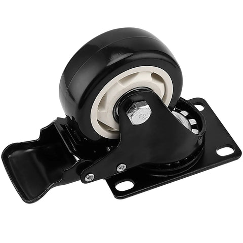 Close-up of a heavy-duty 3-inch swivel caster wheel with plate mount, featuring a durable black finish and double ball bearings.