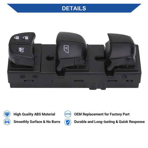 Power Window Switch Front Left Driver Side for Nissan Leaf Altima Sentra Rogue Juke 2011-2019 Replacement 25401-3NF0A 25401-3SH1A