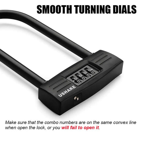 Heavy Duty Bike U Lock With 4 Digit Combination For Bicycle Electric Scooter Motorcycle And Gate Fence Anti Theft Security Lock