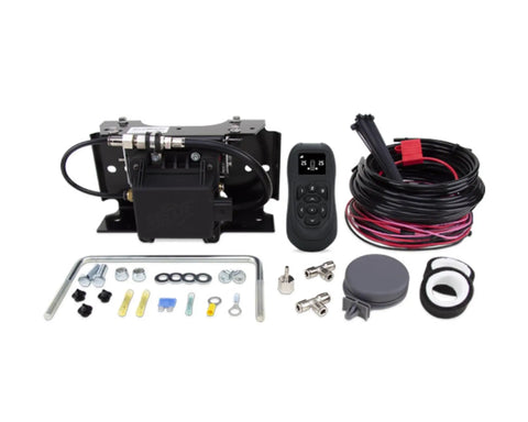 LoadLifter 7500 XL Ultimate Air Spring Kit With WirelessAir 2nd Gen Compressor components and accessories laid out.