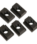 Beefy High Strength T Slot Nut With Black Oxide Finish Threaded For A Tight Rock Solid Fit In Machine Tool Table Slots Undersized For Precise T Slot Alignment In 45 Steel Construction, black steel nuts set on white