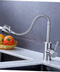 Shower Head 360 Degree Faucet Water Dispenser hot and Cold faucets Single-Tube tap for Kitchen Sink Rod Stainless Steel Single Handle with flexible hose.