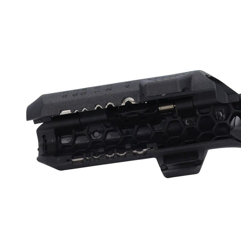 Close-up of Jiawu Handheld Electric Wire Stripper, featuring ergonomic handle and cutting mechanism for insulation removal.