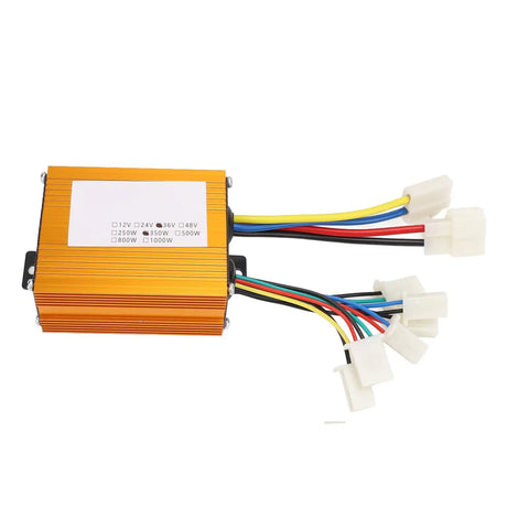Brushed Electric Bike Controller 36V 350W With Aluminum Housing showing wiring and connectors, for scooters and tricycles