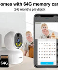 Solar Powered Wireless Outdoor WiFi Security Camera With PTZ 360 Degree View Color Night Vision Two Way Audio and 64GB SD Card