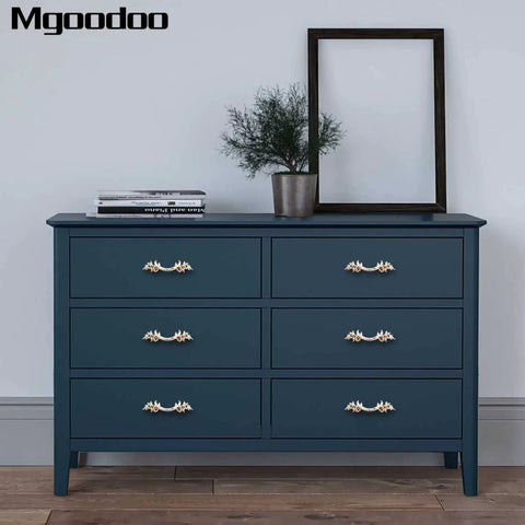 Gold Antique Dresser Handles Set Vintage French Provincial Style Cabinet Pulls on blue dresser with 2.99 inch hole spacing