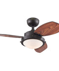 Wengue 30 Inch Indoor Ceiling Fan With Light, Espresso Finish, Reversible Espresso And Dark Cherry Blades, 16W LED Light Kit With Opal Glass