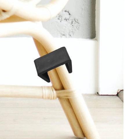 10Pcs Black Plastic Patio Sofa Clips For Wicker Furniture Quick Install Chair Couch Connectors shown on furniture leg