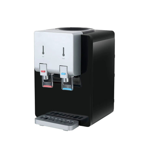 Desktop Water Cooler Dispenser With Hot And Cold Water Top Loading Child Safety Lock Modern Countertop Drinking Fountain