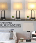 Must-Have Set Of 2 Modern Touch Lamps With Dual USB Ports And AC Outlet showcasing 3-way dimming on a nightstand.