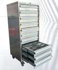 Built Like Beef Rolling Steel Tool Cabinet With Grip Tight Locking Drawers, Detachable Mobile Garage Workbench showcasing seven drawers and a sturdy design.