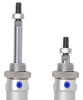 Compact 16mm Bore 25mm Stroke Air Cylinder MAL16x25 Double Action Pneumatic Cylinder showing threaded rod and fittings