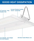 Close-up of Super Bright 150W 2FT Linear High Bay LED Shop Lights with durable hanging setup and heat dissipation features.