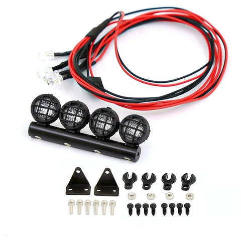 Dope RC Car Light Strip Kit For WPL 1:18 And 1:24 Trucks with 4 roof lamp beads, light bar, wires, and hardware