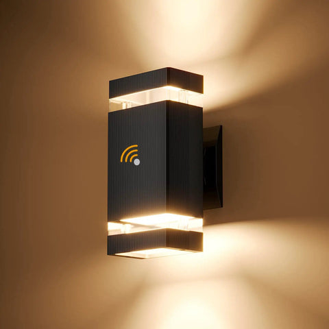 2 Pack Dusk To Dawn Outdoor Wall Lights Up And Down IP65 Waterproof Aluminum Exterior Fixtures illuminating wall
