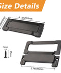 Size details for 2 Pack Pocket Door Drawer Handle Flush Pull Concealed Furniture Handle Screws Included For Cabinets Closets And Drawers Matte Black Zinc Alloy 96mm Hole Center Hidden Pull Knob Set For Modern Cabinets; dimensions and screws shown