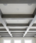 Ceiling view showcasing beams finished with Top Tier Light Oak Reactive Water Based Wood Stain Zero VOC Heavy Duty 55 Gallon Drum.