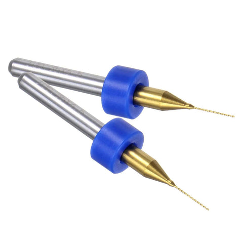 Two Tiny But Mighty 0.35mm Titanium Coated Carbide Micro Drill Bits for PCB and Jewelry CNC Engraving, 1/8 inch shank.