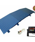 Heavy Duty 24 By 24 Digital Floor Scale With Dual Ramps, blue stainless steel platform with digital LCD screen.