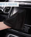 Frienda microfiber cleaning cloth for glasses, 6x7 inch, black, used to wipe a car touchscreen display.
